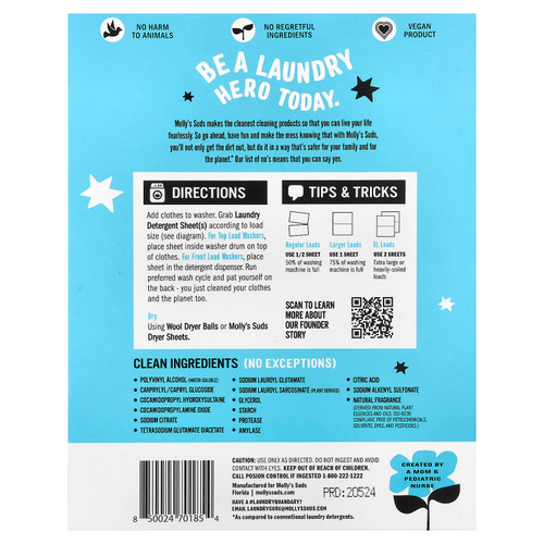 Molly's Suds, средство для стирки, перечная мята, 35 шт.