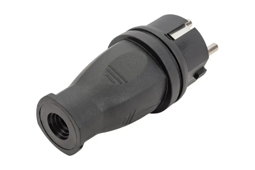 TDM Вилка прямая каучуковая 2Р+РЕ 16А 250В IP44 SQ0612-0001