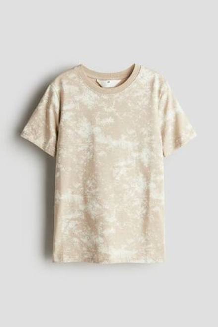 H&M Футболка из хлопка с принтом, бежевый