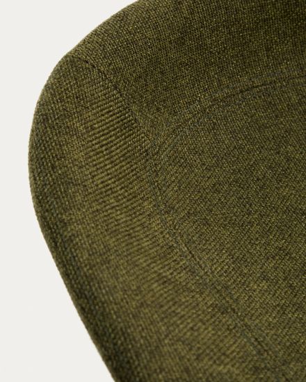 Барный табурет Danua из зеленой синели и матовой черной стали, 68-89 см