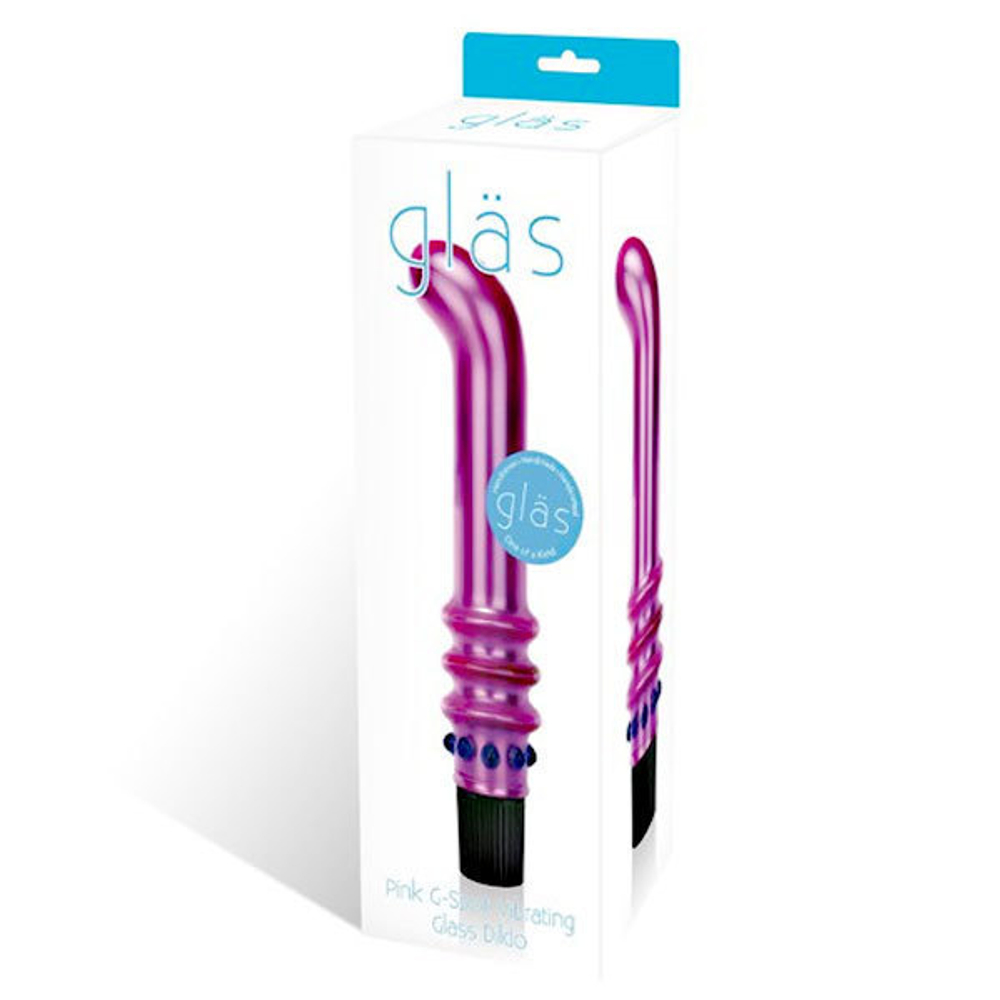 Розовый вибромассажер G-Spot из стекла, 19 см