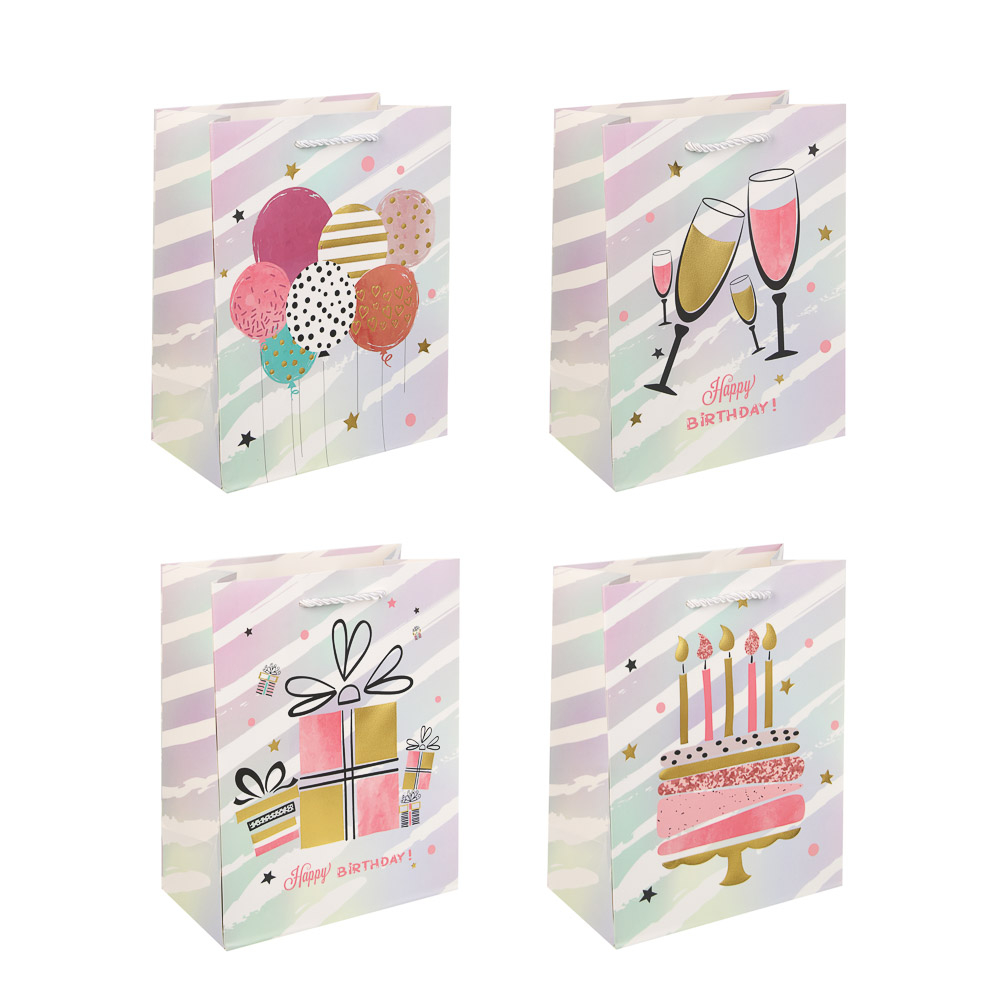 Пакет подарочный тм Fntastic 18x23x10см, бумага, 4 дизайна, арт.5