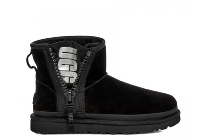 UGG Classic Mini Zipper Tape Logo Boot Black
