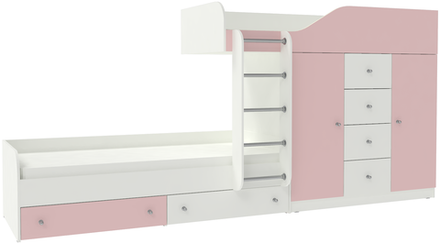 Двухъярусная кровать КарИВи Астра 6 Белый  Розовый