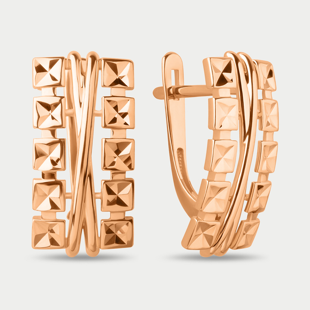 Серьги женские без вставок из розового золота 585 пробы (арт. 024432-1010)