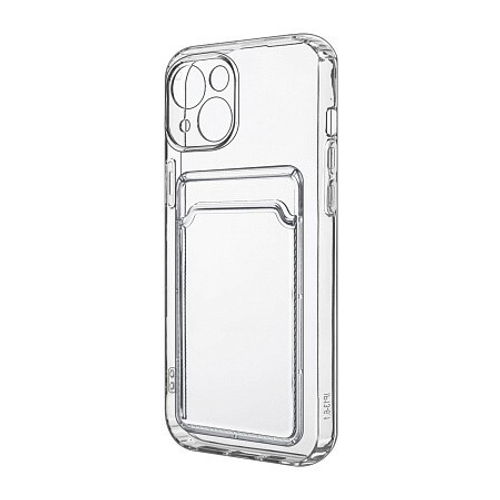 Силиконовый чехол-накладка с отделением под карту для iPhone 13 прозрачный