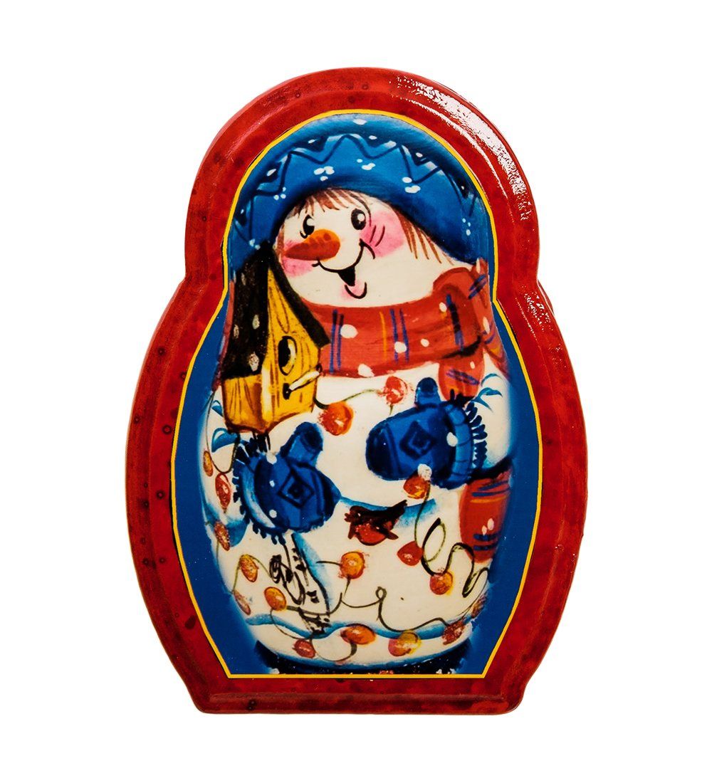 ШК-11/61-A Шкатулка в технике декупаж «Матрешка-снеговик» (14х10х5)