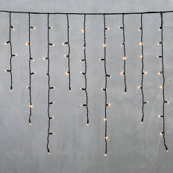Светодиодная бахрома с колпачком 3,2*0,9 м., 168 экстра теплых белых LED ламп, каучуковый черный провод, LTC (LL168-1-2EWW)