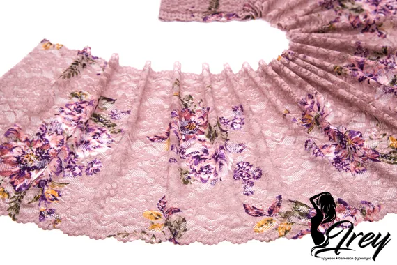 03-225 Кружево эластичное 28 см, Renaissance, лотос/кофейная роза