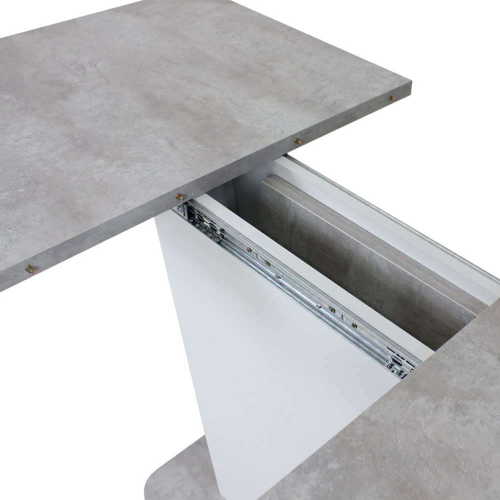 Стол кухонный обеденный раздвижной Цемент светлый/Белый Комфорт 110(145)х68х75 см