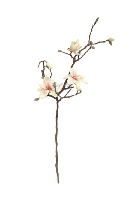 Ветка с цветами магнолии (3+4) - Бело-розовый