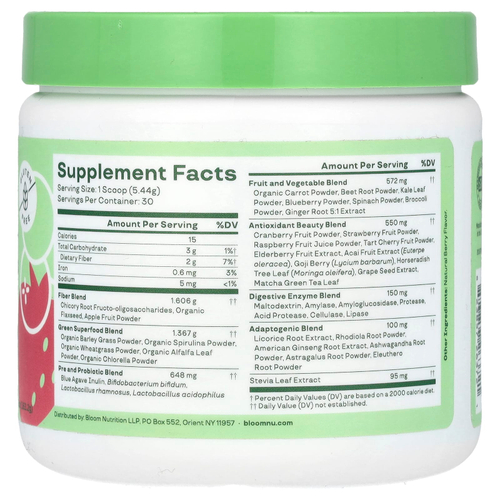 Bloom, Greens & Superfoods, Berry, 163,2 г (5,8 унции)