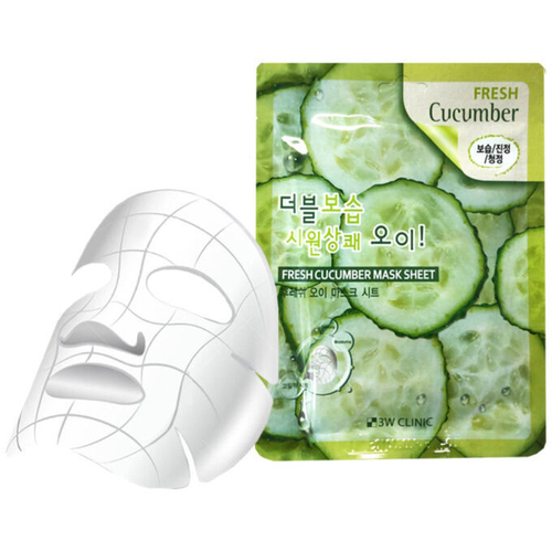 Увлажняющая тканевая маска для лица с экстрактом огурца 3W Clinic Fresh Cucumber Mask Sheet, 23гр