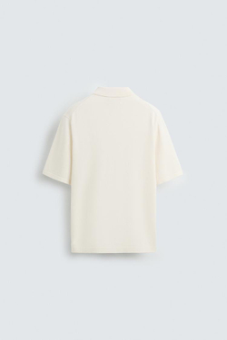 ZARA ТРИКОТАЖНОЕ ПОЛО ИЗ СМЕСОВОГО ХЛОПКА, ЭКРЮ