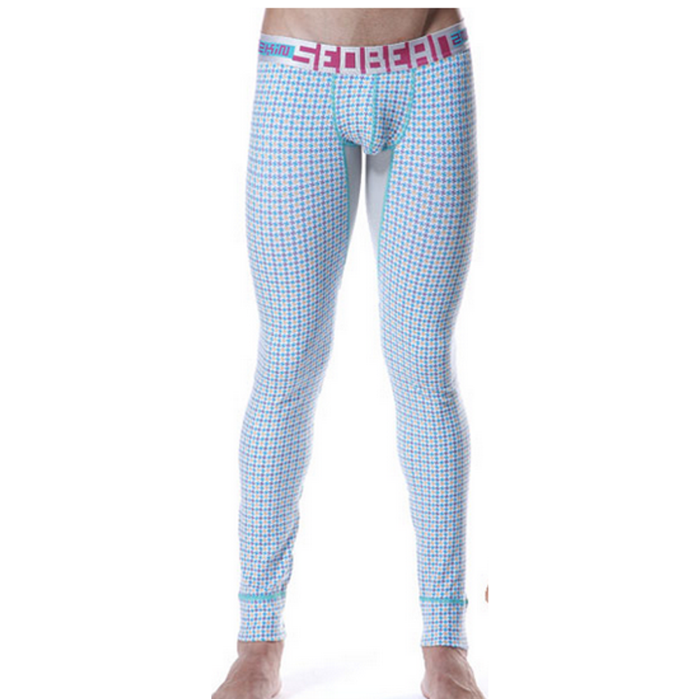 Мужские кальсоны голубые Seobean Long Johns Blue Check