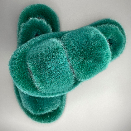 Босоножки из норки | Изумруд