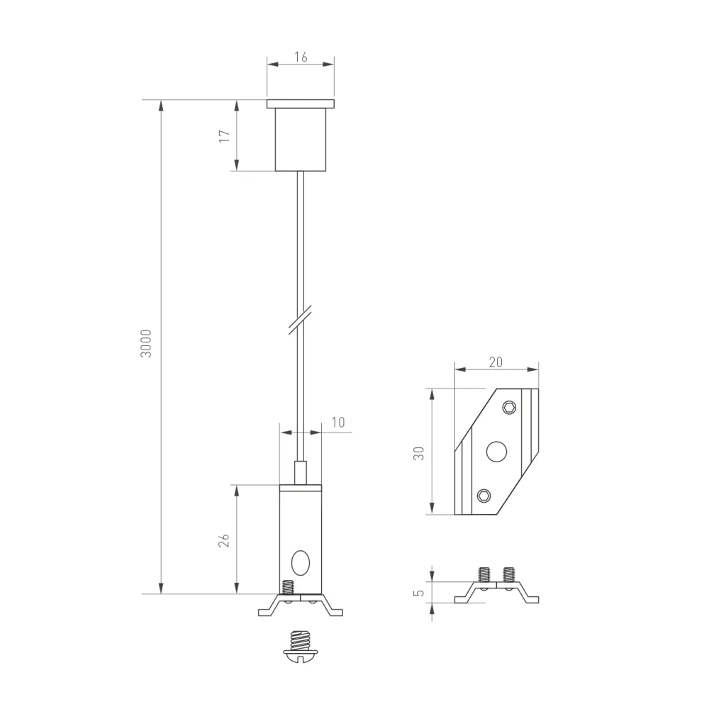 Подвес MAG-HANG-25-L3000 (SL) (Arlight, Металл) 033252
