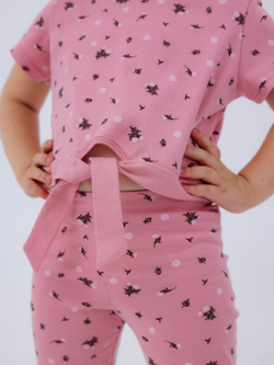 Блузка для девочки, модель №1, рост 110 см, пудровая с принтом