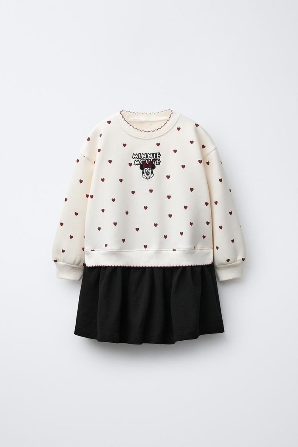 ZARA КОМБИНИРОВАННОЕ ПЛАТЬЕ MINNIE MOUSE © DISNEY, ЭКРЮ