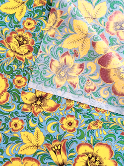 Ткань бязь плательная, рис. "Хохлома", ширина 150 см, арт. 34.4