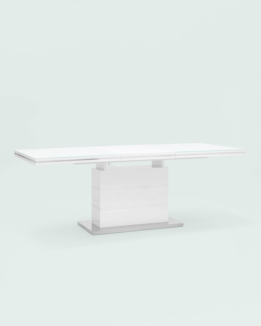 Стол обеденный Глазго раскладной 160-215*90 глянцевый белый