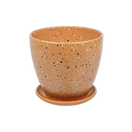 Керамический горшок Терраццо с подставкой, 1,4 л., Д135 Ш135 В130, терракотовый