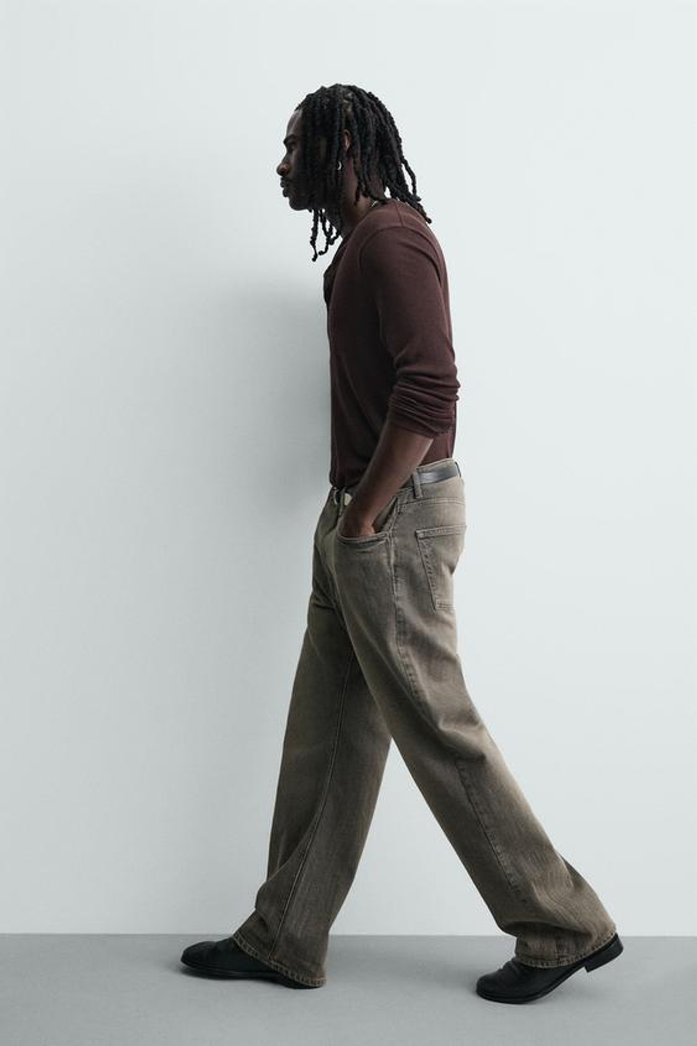 ZARA ДЖИНСЫ СВОБОДНОГО КРОЯ, КОРИЧНЕВЫЙ