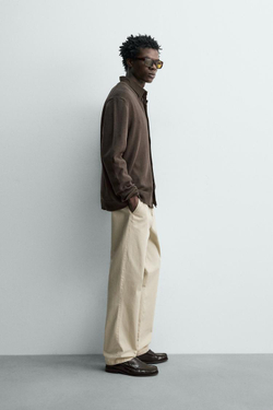 ZARA КАРДИГАН ИЗ ХЛОПКА КЛАССИЧЕСКОГО КРОЯ, КОРИЧНЕВЫЙ