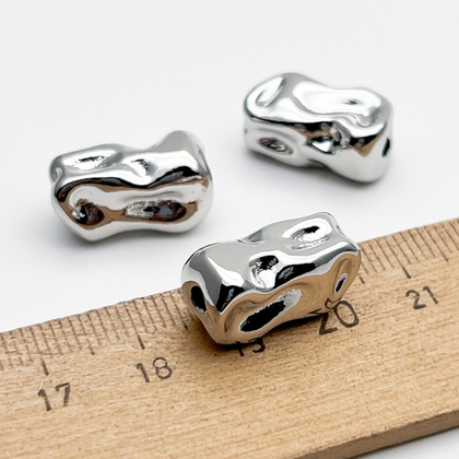 Бусина, цвет серебро (родий), размер 17*9,5 мм, цена за 1 шт