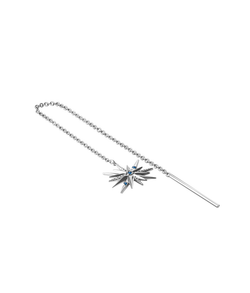 Моносерьга-продёвка из серебра со вставками из выращенного сапфира