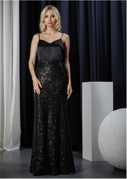 24-01-24 SS Юбка в пол с пайетками чёрная