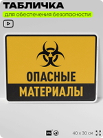 Табличка для обеспечения безопасности "Опасные материалы", для производства, предприятия, организаций, 40х30 см, Silver Plane x Айдентика Технолоджи