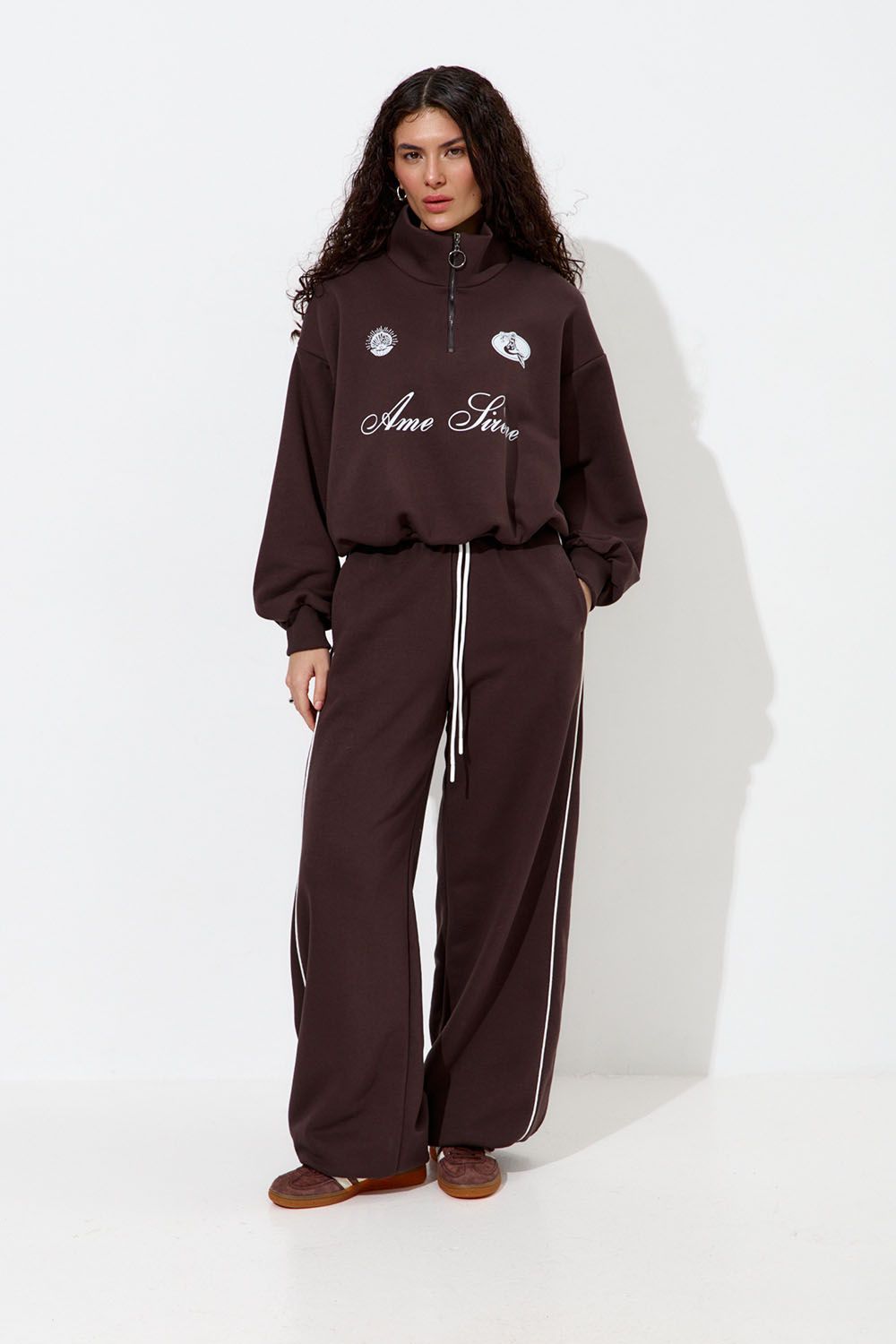 Олимпийка с короткой молнией "Âme Sirène" цвета шоколад