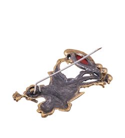 AM-3840 Брошь «Лягушки Танго» (латунь, янтарь)