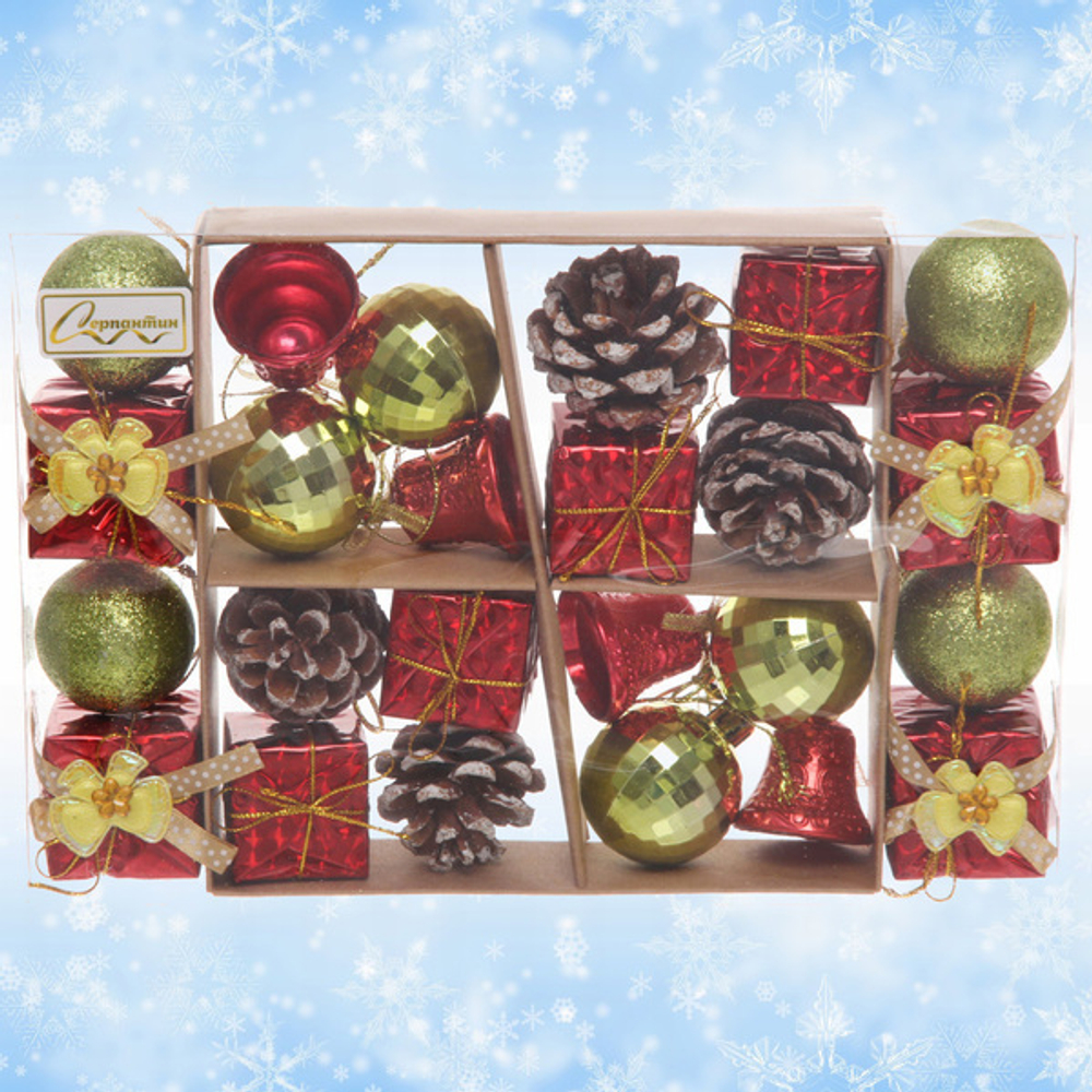 Набор украшений «Весёлое рождество» 24*16 см, 4 см (24 предмета)