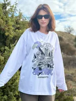 Лонгслив Klumba The Spirit of Nature белый с сиренево-серым рисунком