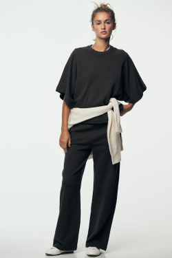 ZARA ТОЛСТОВКА С КОРОТКИМИ РУКАВАМИ В СТИЛЕ РУСТИК, УГОЛЬНЫЙ