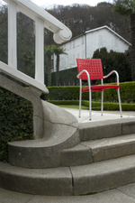 Кресло пластиковое Papatya Karea, сатинированный алюминий, красный