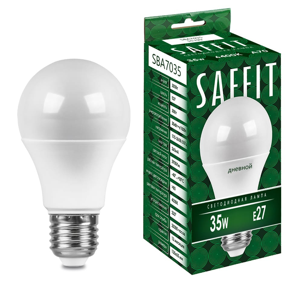 Лампа светодиодная LED SAFFIT груша SBА7035 35W Е27 А70 6400K 3150Лм
