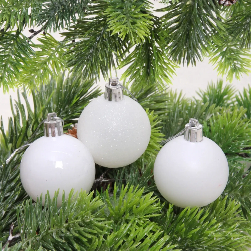 Новогодние шары 5 см (набор 24 шт) «Микс фактур», белоснежный