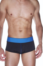 Черные трусы-хипсы на широком синем поясе (Размер: S-M) (Цвет: черный с синим)