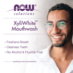 NOW Foods, Solutions, жидкость для полоскания рта Xyli-White, без фтора, нима и чайного дерева со вкусом мяты, 473 мл (16 жидк. унц.)