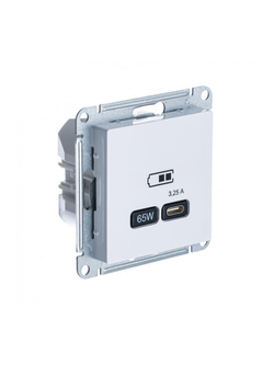 Розетка USB AtlasDesign тип C 65Вт QC PD высокоскор. ЗУ механизм бел. SE ATN000127
