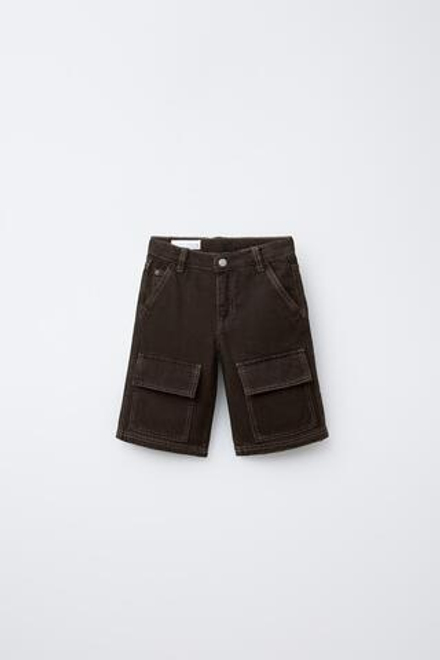 ZARA ШОРТЫ КАРГО OVERDYE, ЧЕРНЫЙ