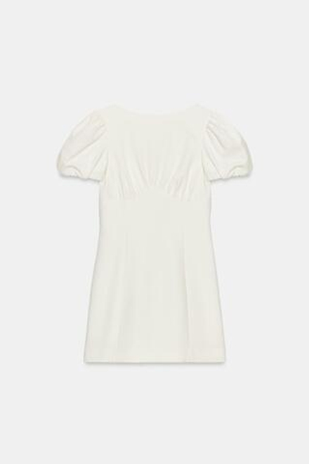 ZARA КОРОТКОЕ ПЛАТЬЕ СО СКЛАДКАМИ И КАРМАНАМИ, БЕЛЫЙ