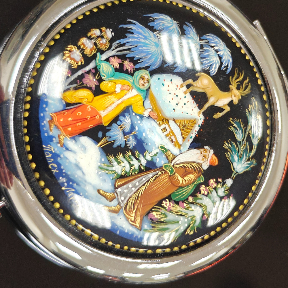 Ручное зеркало "Серебряное копытце" (худ. роспись Палех)