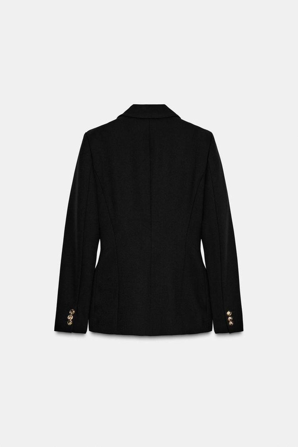 ZARA ПРИТАЛЕННЫЙ БЛЕЙЗЕР С ПОДПЛЕЧНИКАМИ, ЧЕРНЫЙ