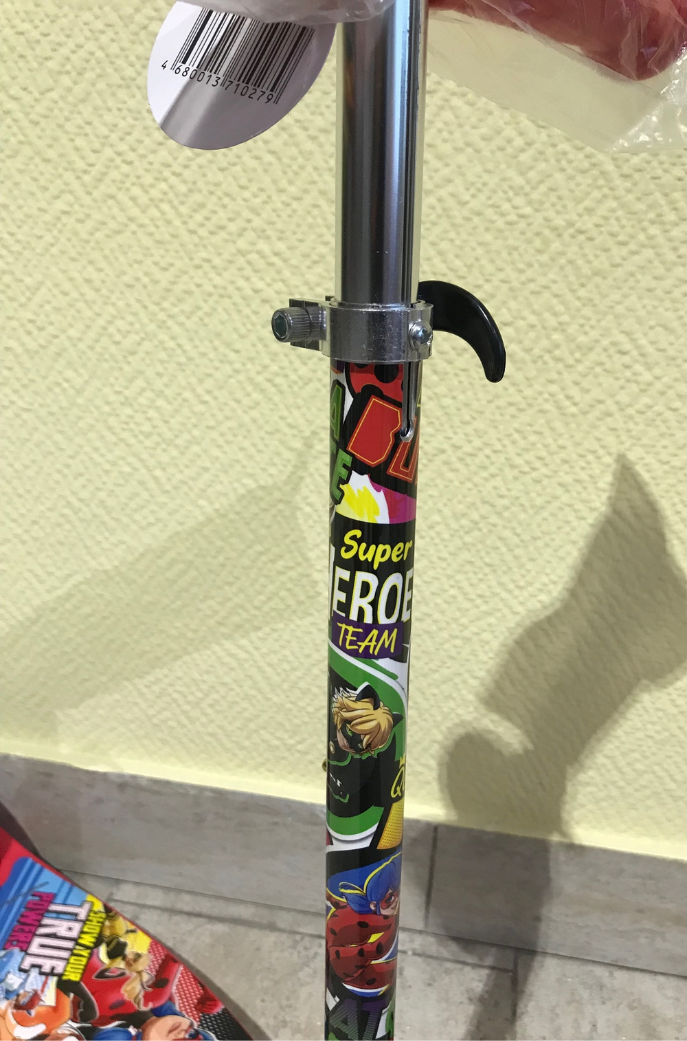 Самокат трехколесный кикборд, Ледибаг и Супер кот кол. pu 120 и 80мм, свет, рег.рул. cтойка S00022-L