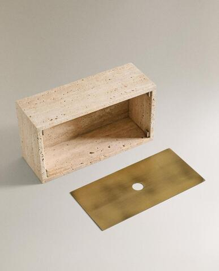 ZARA HOME МРАМОРНАЯ КОРОБКА ДЛЯ САЛФЕТОК, БЕЖЕВЫЙ