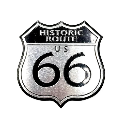 Наклейка Historic Route 66 Серебристая (Шоссе 66, размер 7х7см)